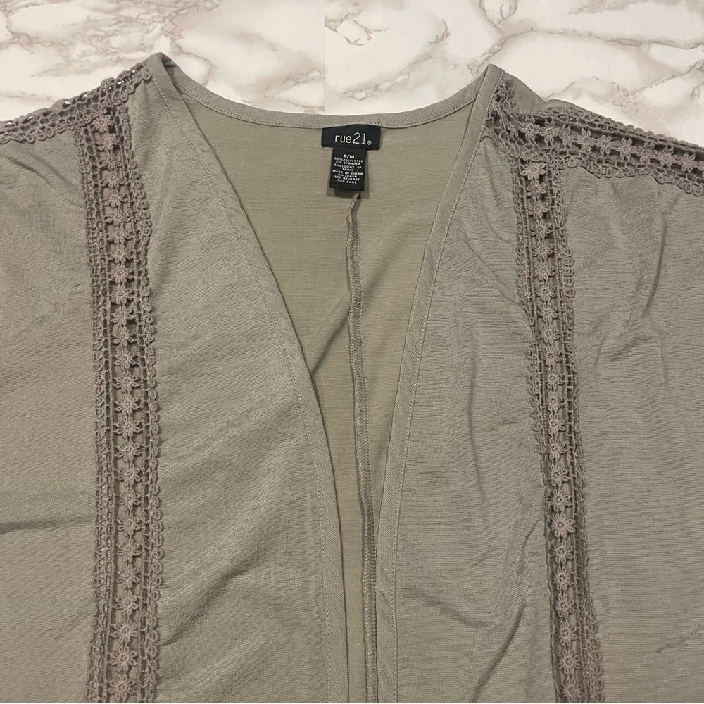 Rue21 Lace Trim Cardigan in Green